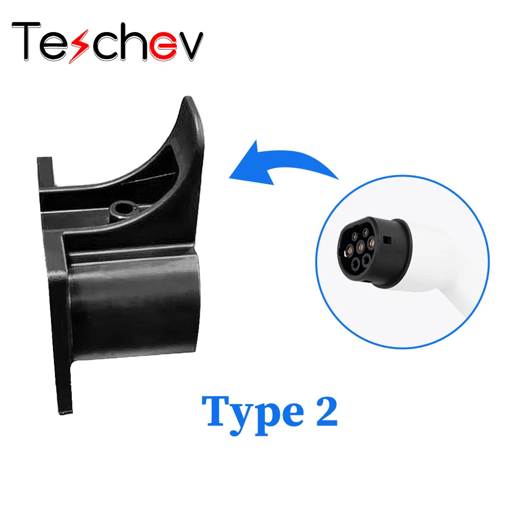 Teschev EV Charger Plug Holder for Electric Vehicle Type2 Type1 GBT Car Charging Socket Cable Holster Wallbox Bracket Car parts