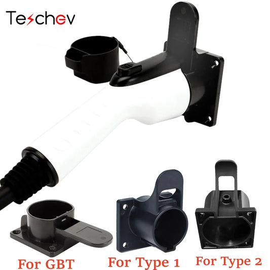 Teschev EV Charger Plug Holder for Electric Vehicle Type2 Type1 GBT Car Charging Socket Cable Holster Wallbox Bracket Car parts