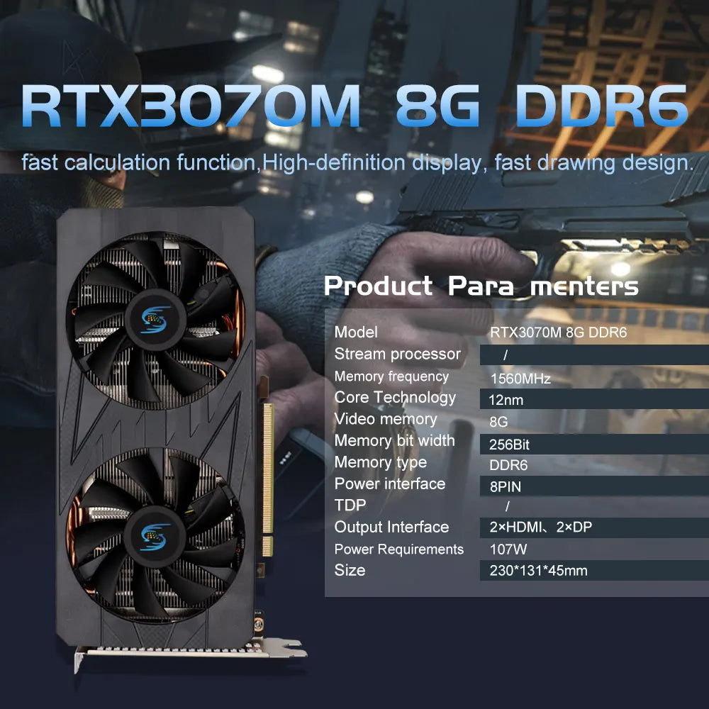 USED Video card RTX 3070M 8GB 256Bit DDR6 Non LHR Perfectly Compatible With Mining BTC ETH Speed Reaches 65+MH/S