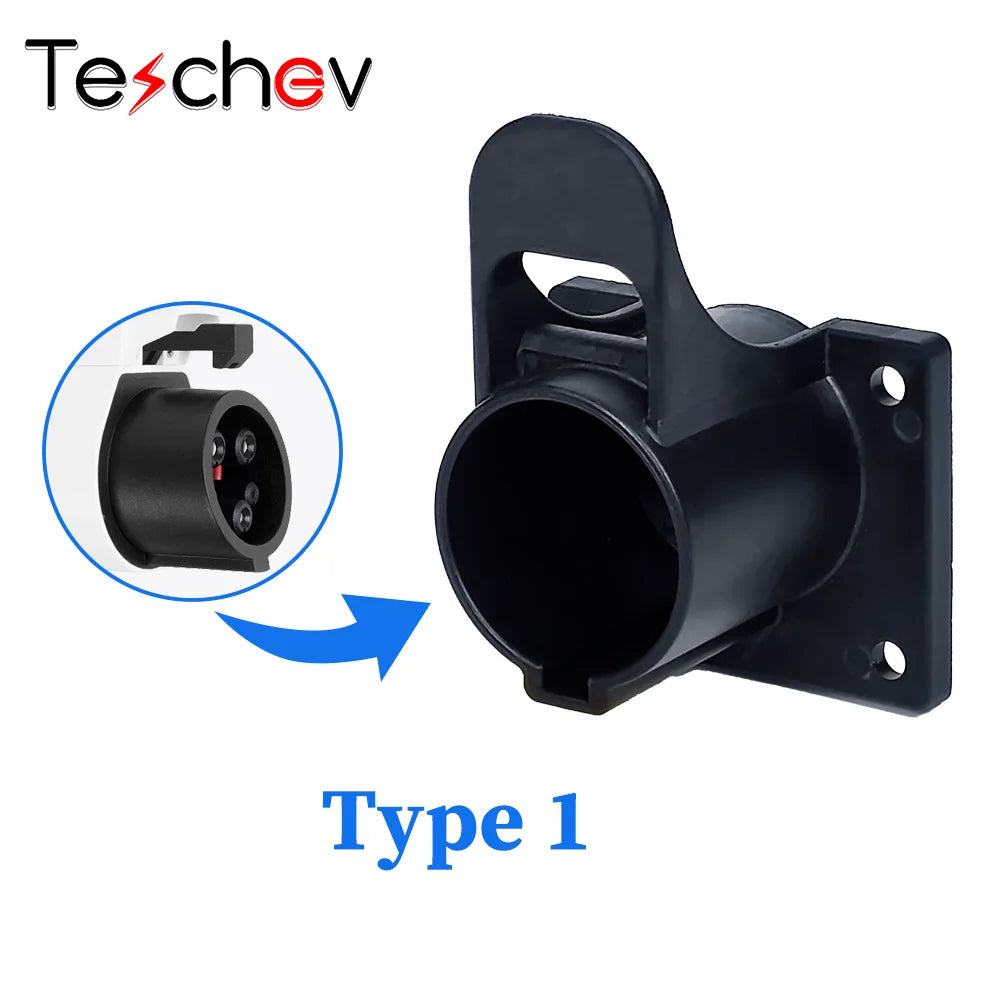 Teschev EV Charger Plug Holder for Electric Vehicle Type2 Type1 GBT Car Charging Socket Cable Holster Wallbox Bracket Car parts