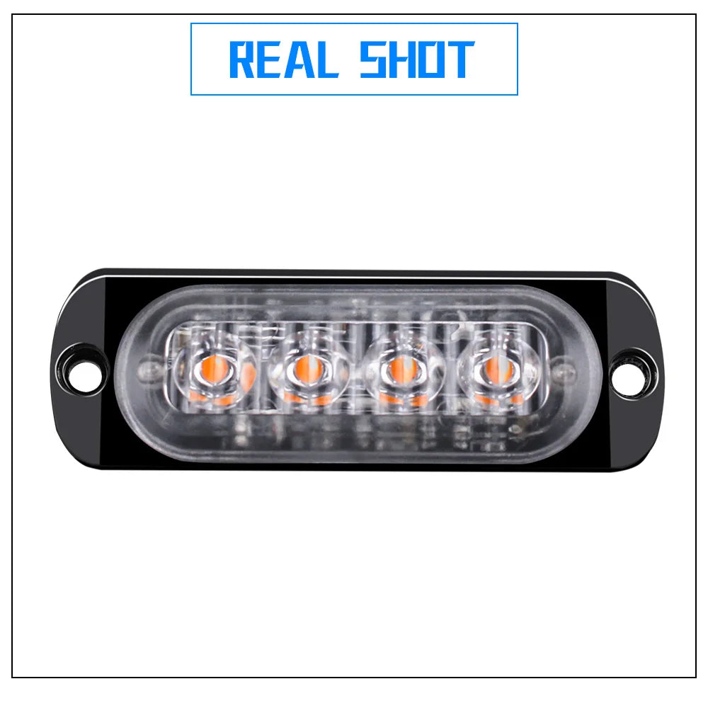 4x 4LED Car Warning Light Grill Breakdown Light Car Truck Trailer Beacon Lamp LED Amber Side Light For Cars 12V - 24V